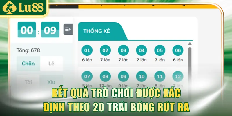 Kết quả trò chơi được xác định theo 20 trái bóng rút ra