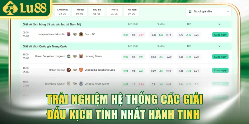 Trải nghiệm hệ thống các giải đấu kịch tính nhất hành tinh tại sảnh